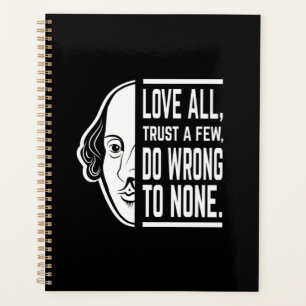 Agenda Ame Todos Confie em Poucos Citação de Shakespeare 