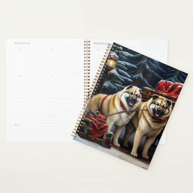 Agenda American Akita Snowy Sleigh Passear Decência de Na (Exibição)