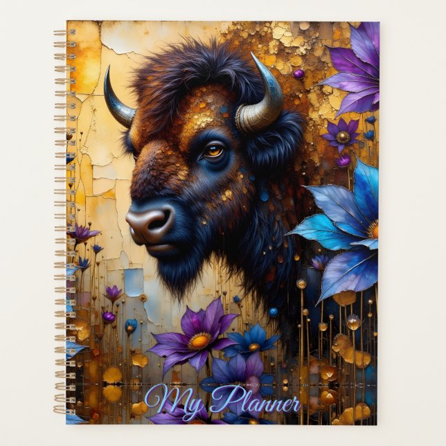Agenda American Bison in textured Flower *Personalize* (Frente)