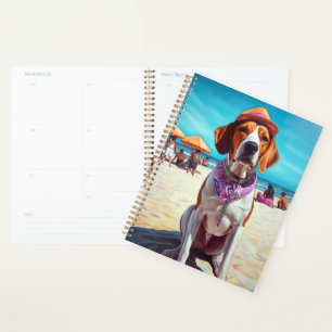 Agenda American English Foxhound on Beach, presente de ve