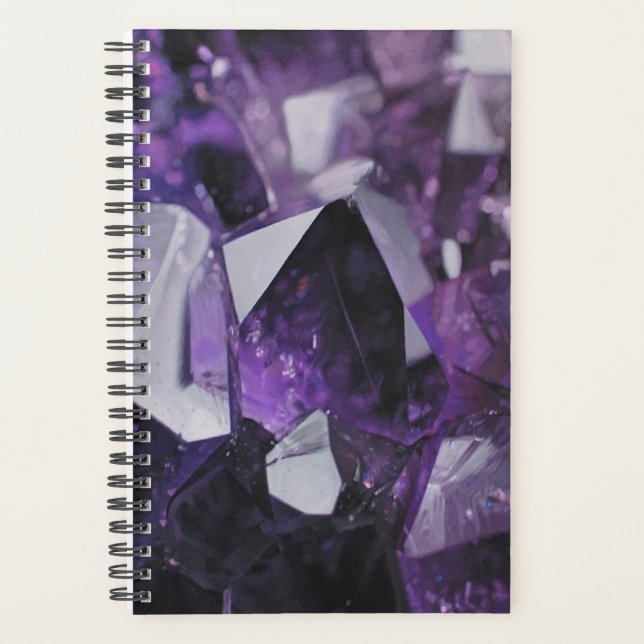 Agenda ametista roxa de gemstone geométrico (Frente)