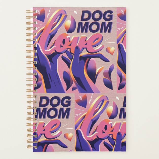 Agenda Amor Cachorro Mãe Rosa Roxo (Frente)