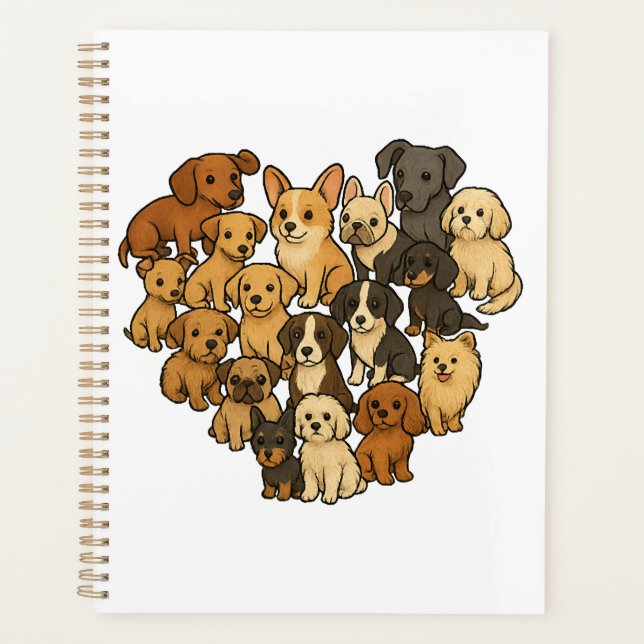 Agenda Amor de Cachorrinho - Coração Feito de Cachorros (Frente)
