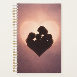 Agenda Amor de Mãe – Silhueta do Coração de Mãe de 3 Filh