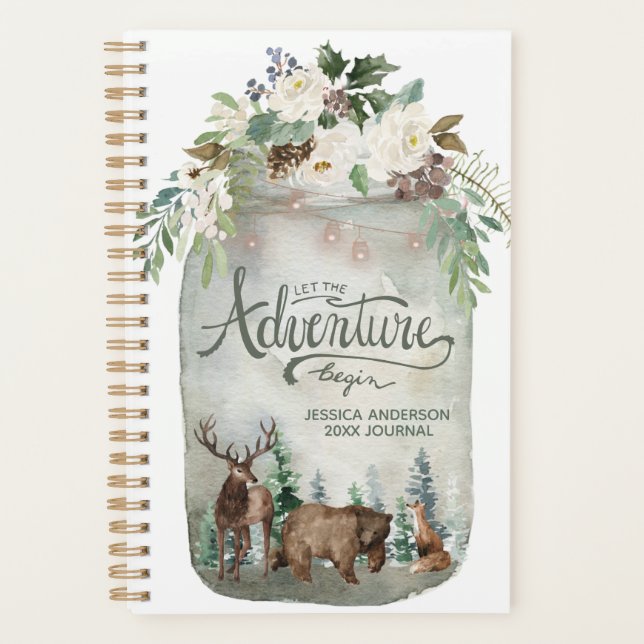 Agenda Animais Da Floresta Mason Jar Country Floral (Frente)