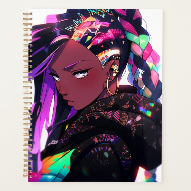 Agenda Anime Girl African American Art Planner (Frente)