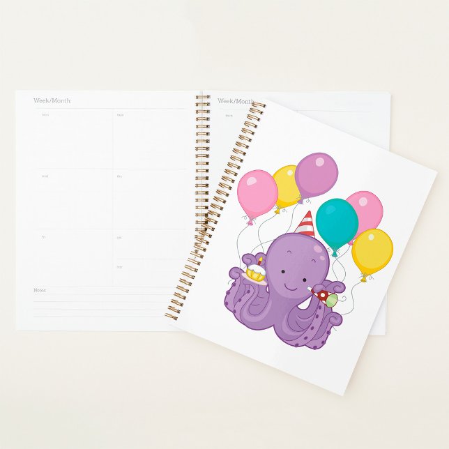 Agenda Aniversário do Octopus Spiral Planner (Criador carregado)