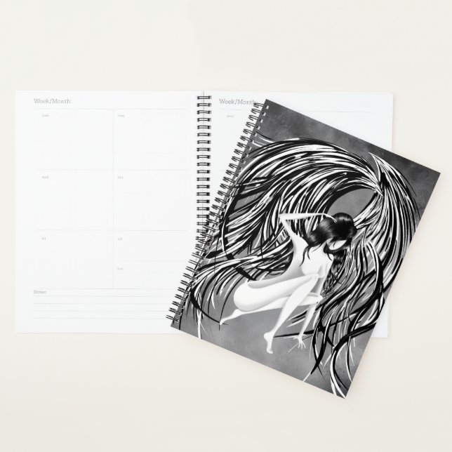 Agenda Anjo Caído Cinza Monocromático  (Exibição)