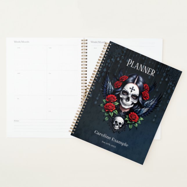 Agenda Anjo do Crânio de Açúcar com Rosas. (Exibição)