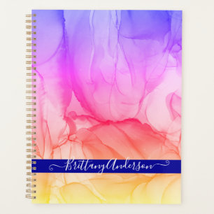 Agenda Ano de Padrão de Fluido do abstrato Rainbow
