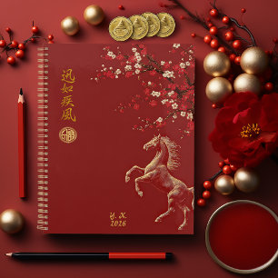 Agenda Ano do Cavalo Vermelho e Dourado do Zodíaco Chinês
