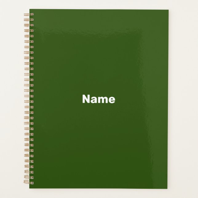 Agenda Ano do monograma de texto personalizado verde flor (Frente)