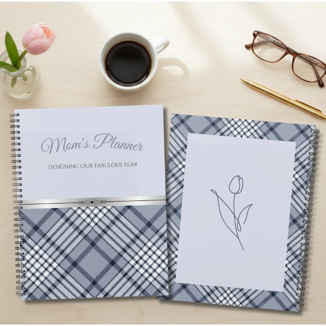 Agenda Ano Fabuloso da Mãe de Xadrez Azul Sofisticado (Organize your life with boutique-inspired blue plaid elegance)