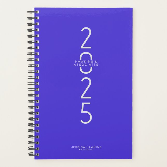 Agenda Ano Moderno Vertical Azul Elétrico Semanal (Frente)