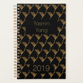 Agenda Ano Personalizado 2019 Monograma Dourado Preto Y E