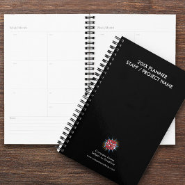 Agenda Ano personalizado, logotipo, texto, diário preto
