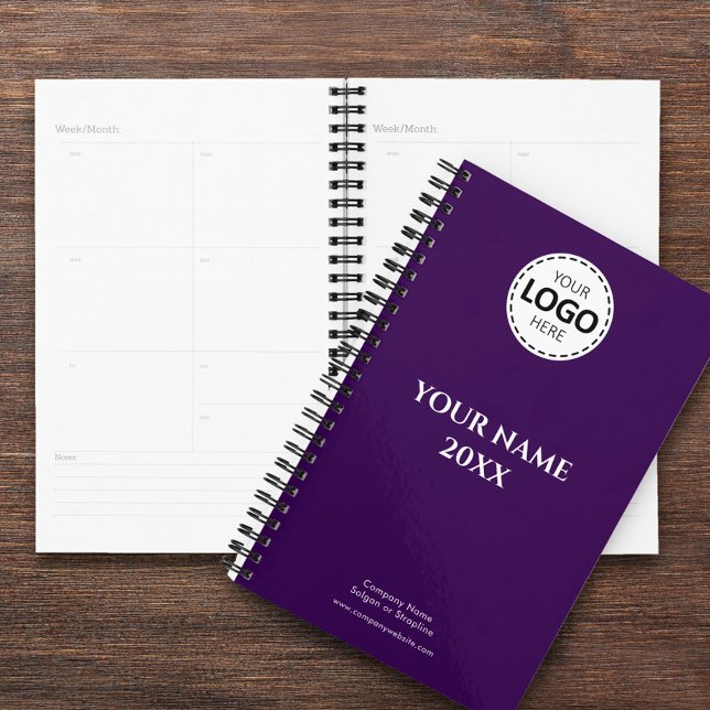 Agenda Ano personalizado, logotipo, texto, diário roxo (Criador carregado)