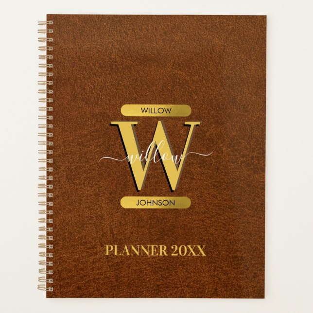 Agenda Antiquamente Faux Leather & Dourado Escritório da  (Frente)