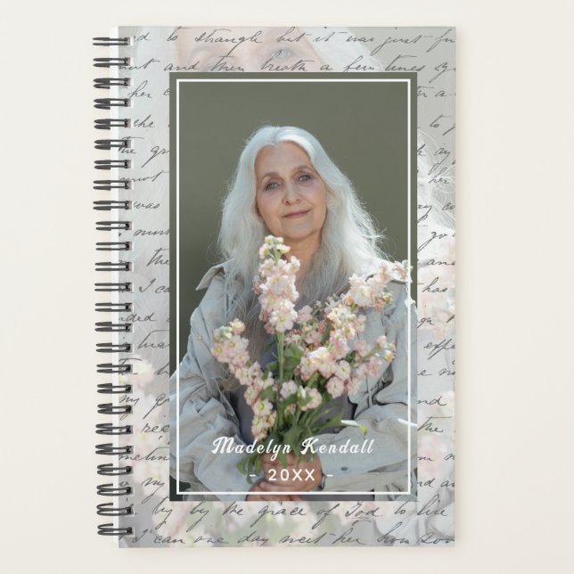 Agenda Antique Script Handwriting Personalized Photo (Frente)