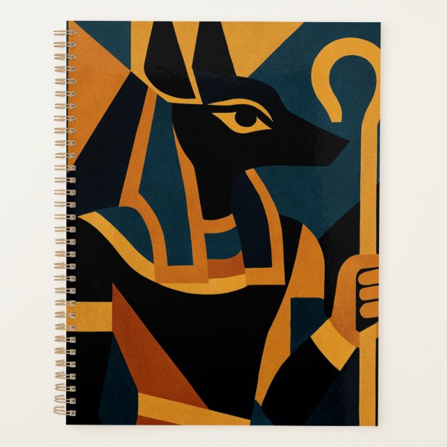 Agenda Anubis Moderno Abstrato Egípcio Planner (Frente)
