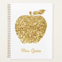 Apple Faux Sequin Dourada do Professor Personaliza