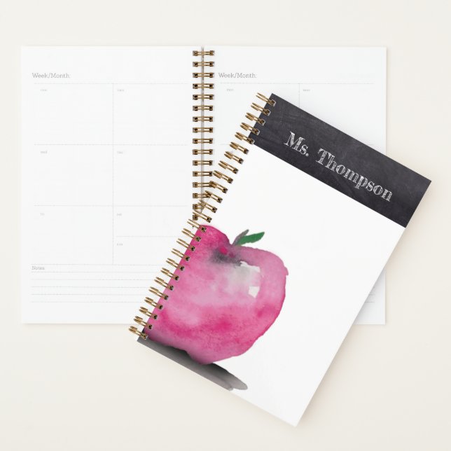 Agenda Apple Watercolor personalizada Obrigado Professor (Exibição)