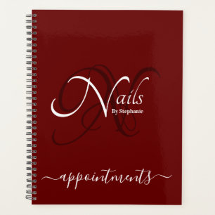 Agenda Appt Moderno Monograma Burgundy Red Nail