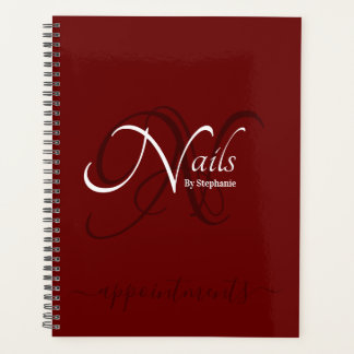 Agenda Appt Moderno Monograma Burgundy Red Nail