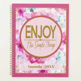 Agenda Aproveite as coisas simples, Bonito, rosa e Dourad