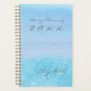 Agenda Aqua Azul Ombre Feminino com Monograma