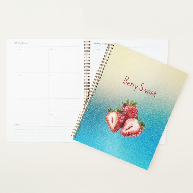 Agenda Aqua Branco Ombre Morango Doce Morangos   (Exibição)