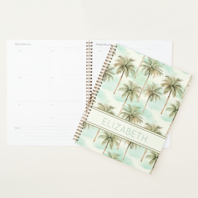 Agenda Aqua e Cream Monograma Tropical Palm (Exibição)