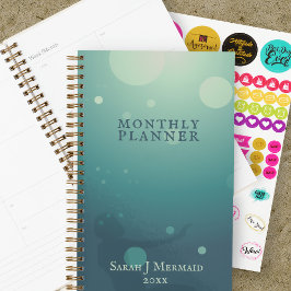 Agenda Aqua Underwater Mermaid Brain Dump Mensal Planner