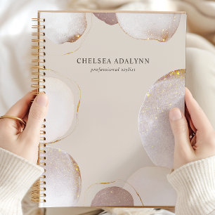 Agenda Aquarela Abstrata Brilhante Luxo Elegante Dourado