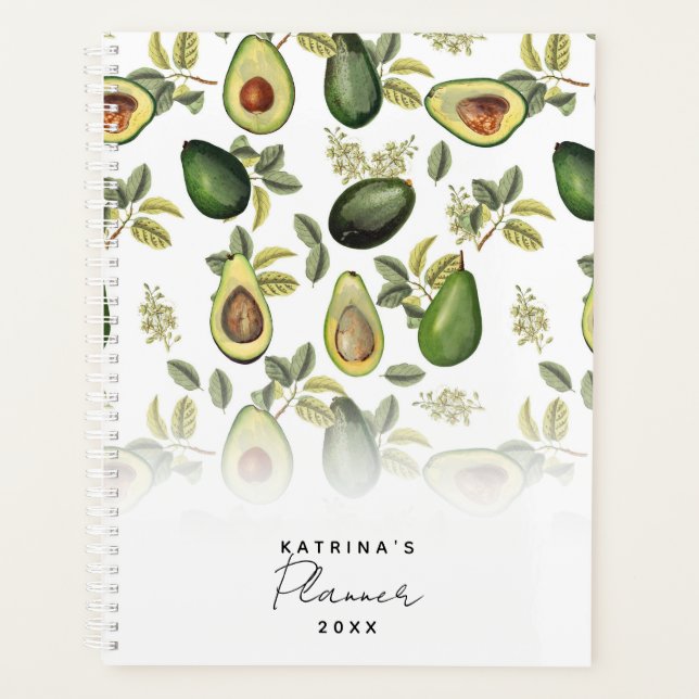 Agenda Aquarela Avocado Botânica Anual Mensal (Frente)