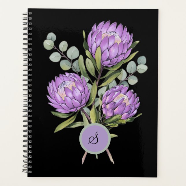 Agenda Aquarela Botânica Protea Lavanda (Frente)