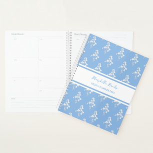Agenda Aquarela Campainha Azul e Branco Semanal