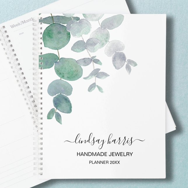 Agenda Aquarela Eucalyptus Personalizada Jeweler 2025 (Criador carregado)