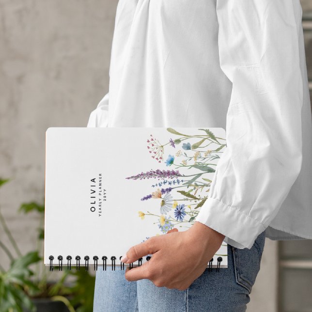 Agenda Aquarela Flor Silvestre Personalizada (Criador carregado)