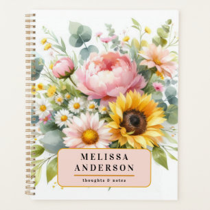 Agenda aquarela floral e folhagem Moderno elegante