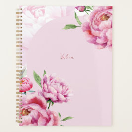 Agenda Aquarela Floral Peônia Rosa
