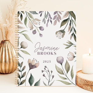 Agenda Aquarela Floral Terrosa 2025 Nome Personalizado