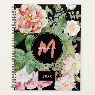 Agenda Aquarela Flores selvagens Rosas Monograma Rosa Pre