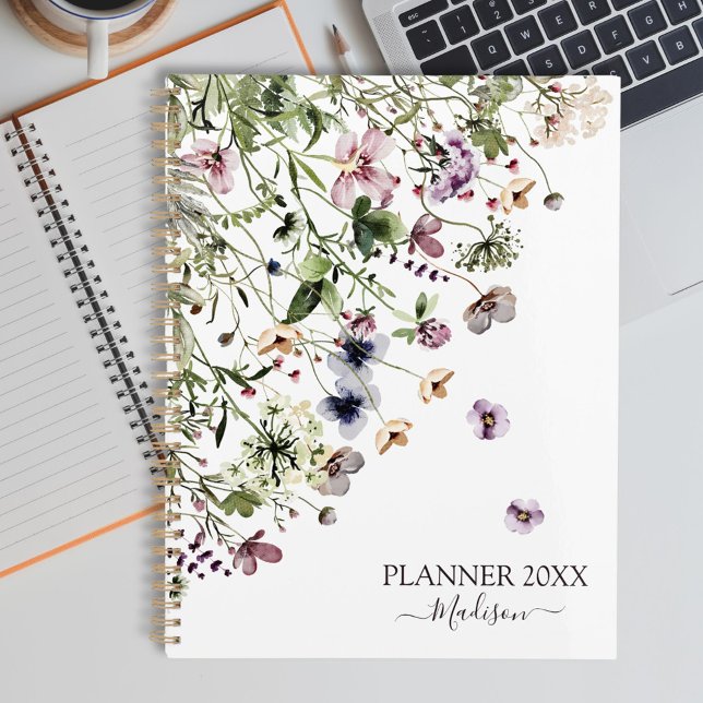 Agenda Aquarela Flores Silvestres Roxas (In situ)