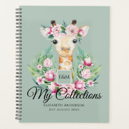 Agenda Aquarela GIRAFFE Boho Flores Rosa Meninas Chamadas