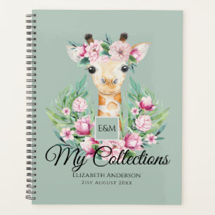 Agenda Aquarela GIRAFFE Boho Flores Rosa Meninas Chamadas