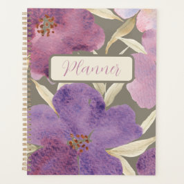 Agenda Aquarela Lilas em Fundo Verde