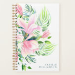 Agenda Aquarela Magnolia Flor a Rosa Personalizado<br><div class="desc">Aquarela Magnolia Flor em Planner Personalizado Rosa</div>
