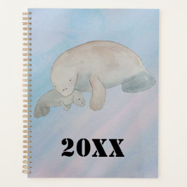 Agenda Aquarela Oceano Mãe Bebê Manateado