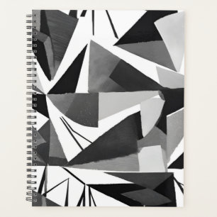 Agenda Aquarela Preto e Branco Geométrica Moderna Abstrat